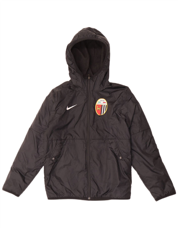 Nike Boys Hooded Windbreaker Jacket 12-13 Years Medium Black Polyester