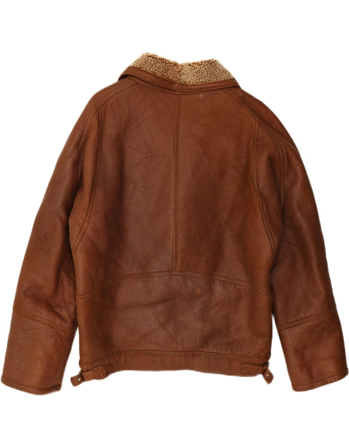 VINTAGE Veste en peau de mouton pour homme UK 42 XL Marron