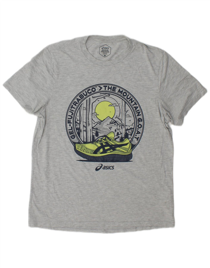 Asics Mens Graphic T-Shirt Top Large Grey Cotton