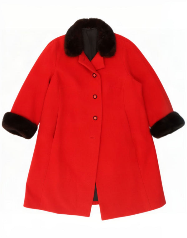Abrigo vintage para mujer UK 46 Bloque de color rojo grande