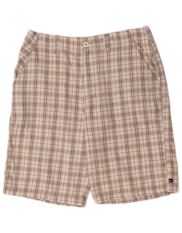 Quiksilver Mens Graphic Chino Shorts Medium W32 Beige Check Poliészter
