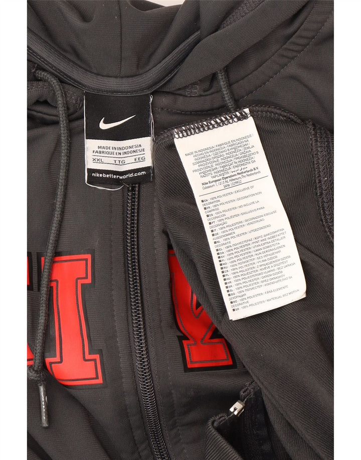 Nike Mens Graphic Zip Hoodie Sweater 2XL Grey Polyester