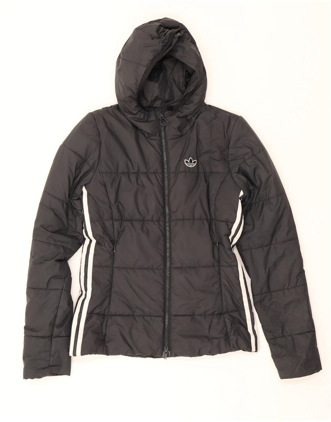Adidas Womens Hooded Padded Jacket UK 6 XS Black Polyester