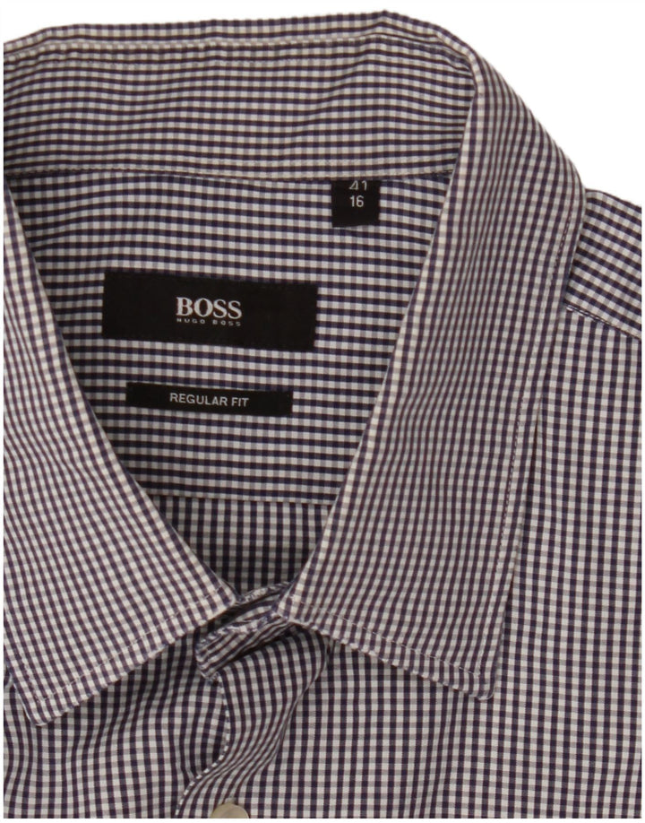 Hugo Boss Herre Regular Fit skjorte str. 41 16 Large Blue Gingham