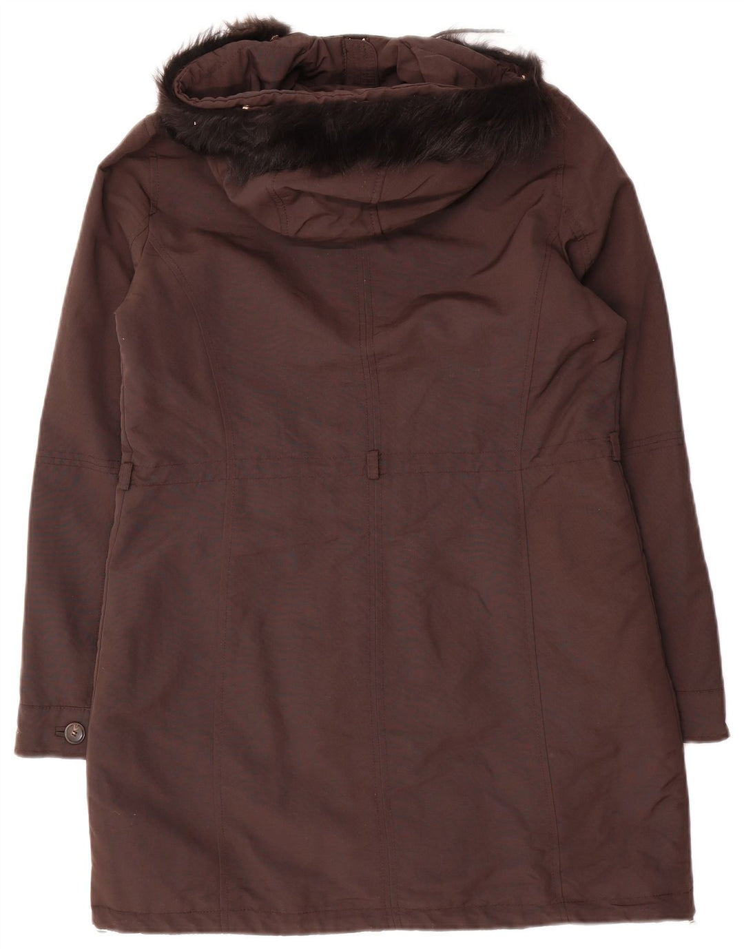Massimo Dutti Womens Hooded Parka Jacket UK 14 Medium Brown Polyester