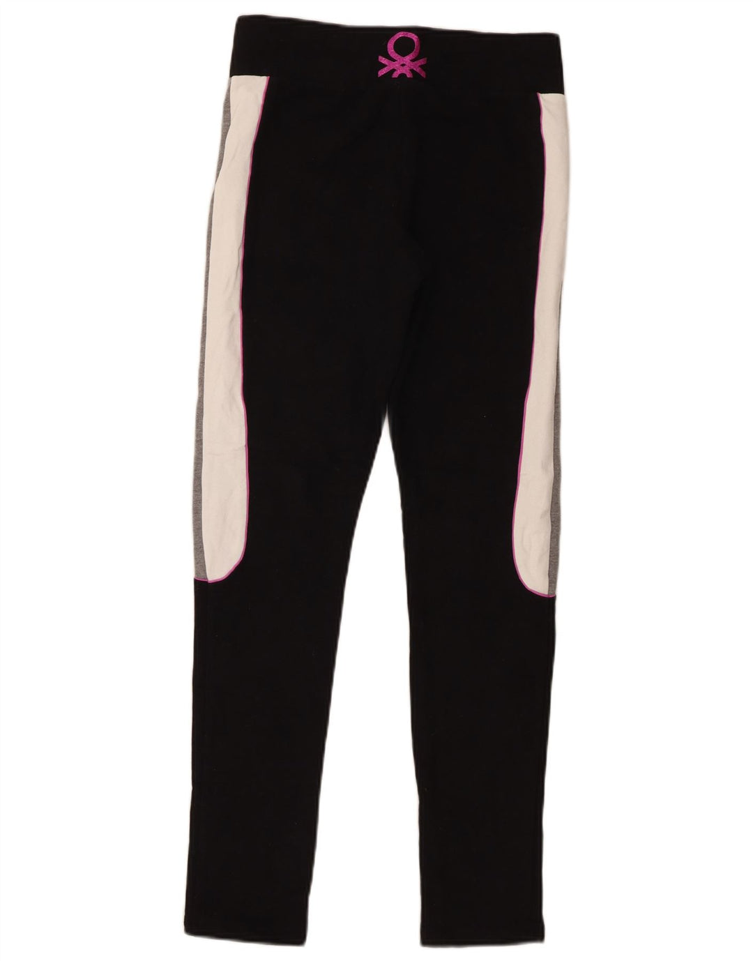 Benetton Womens Graphic Leggings UK 14 Medium Black Colourblock
