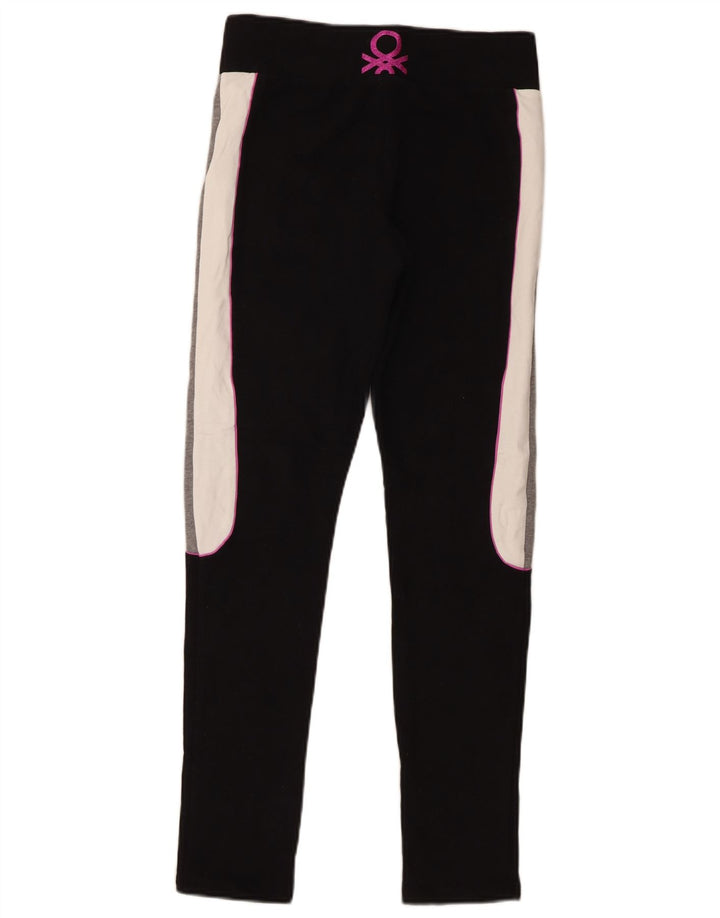 Benetton Womens Graphic Leggings UK 14 Medium Black Colourblock