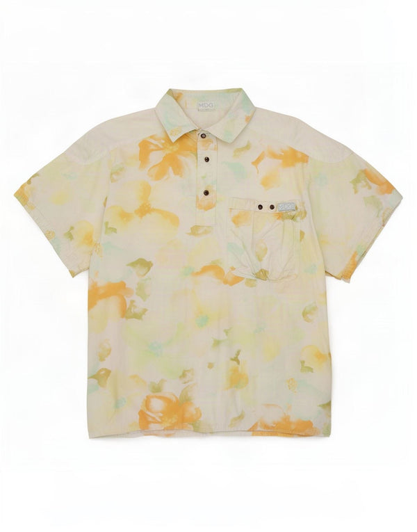Camicia pullover a maniche corte vintage da uomo, tinta unita multicolore