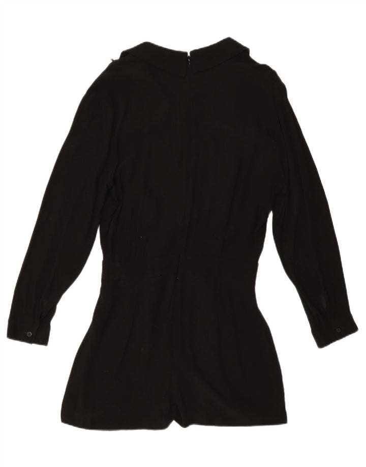 TOPSHOP Womens Long Sleeve Playsuit UK 12 Medium Black Viscose Vintage Topshop and Second-Hand Topshop from Messina Hembry 