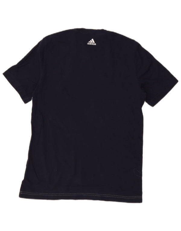 Adidas Boys Graphic T-Shirt Top 13-14 Years Navy Blue Colourblock Cotton