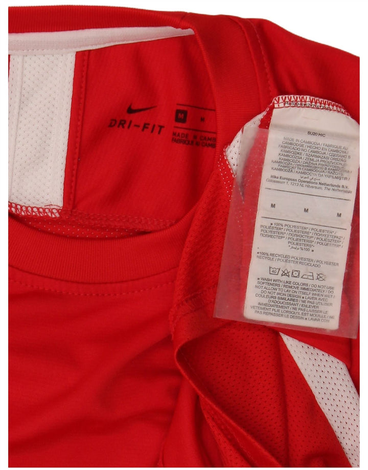 Nike Mens Dri Fit T-Shirt Top Medium Red Colourblock Polyester