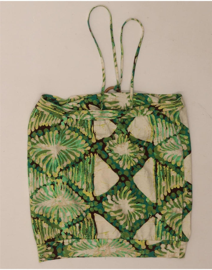 Gap Womens Crop Halter Top UK 12 Medium Green Argyle/Diamond Cotton