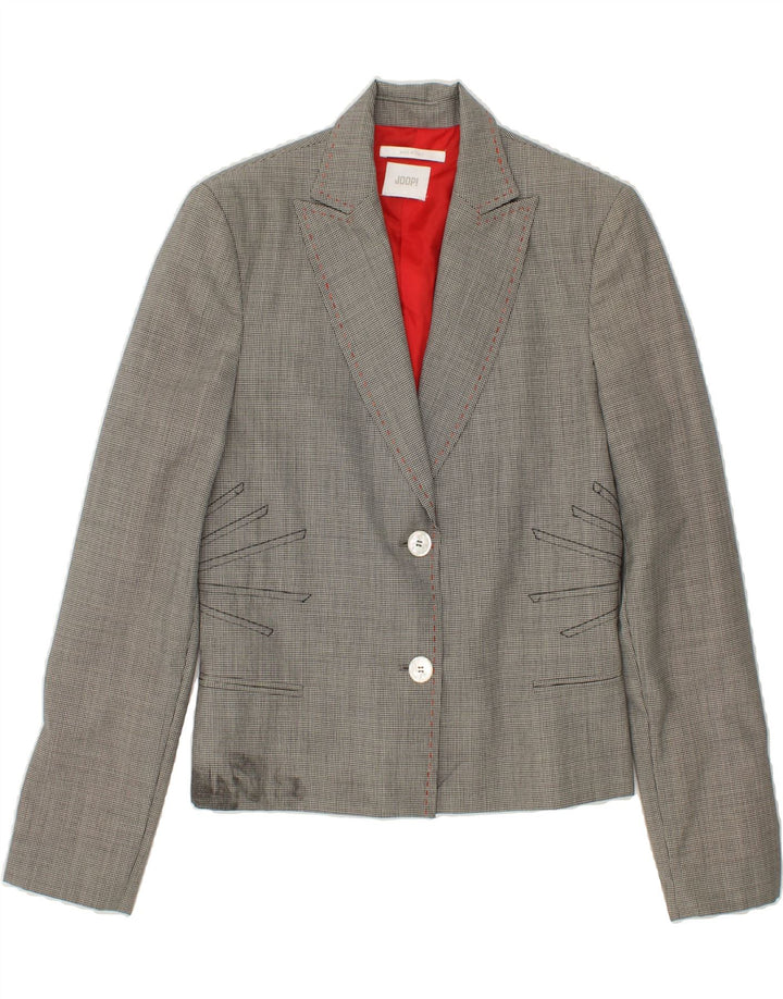 JOOP Womens 2 Button Blazer Jacket UK 12 Medium Grey Check Vintage Joop and Second-Hand Joop from Messina Hembry 