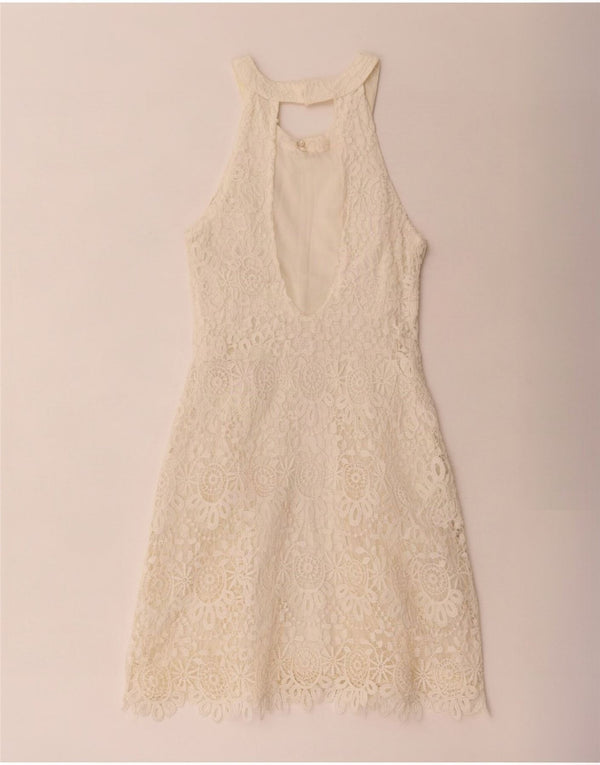 Hollister Robe dos nu en dentelle pour femme US 1 XS Blanc Floral Polyester
