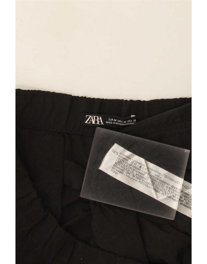 Zara Womens Loose Fit Cargo Trousers Medium W30 L31 Black Polyamide