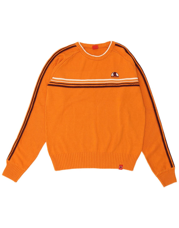 S.Oliver Jersey para Mujer con Cuello Barco UK 40 XL Algodón a Rayas Naranja