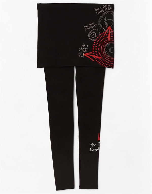 Desigual Womens Graphic Leggings UK 10 Small Black Geometric