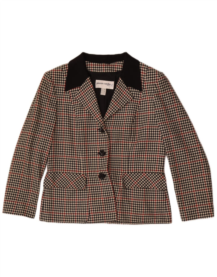 Pierre Cardin Womens 3 Button Blazer Jacket IT 48 XL Brown Check Wool