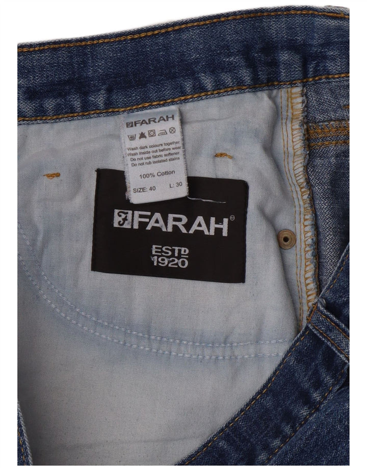 FARAH Mens Straight Jeans W40 L30 Blue Cotton