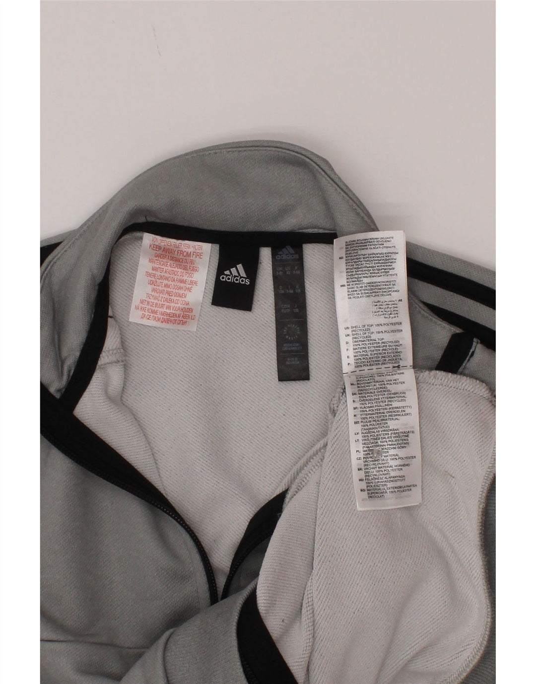Adidas Boys Aeroready Tracksuit Top Jacket 7-8 Years Grey Polyester
