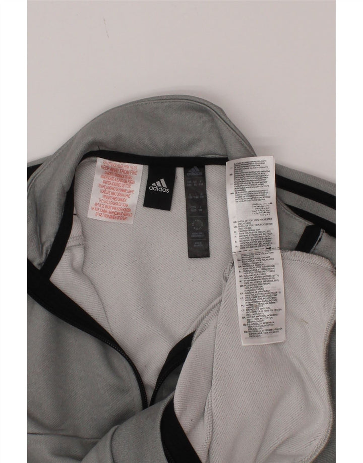 Adidas Boys Aeroready Tracksuit Top Jacket 7-8 Years Grey Polyester
