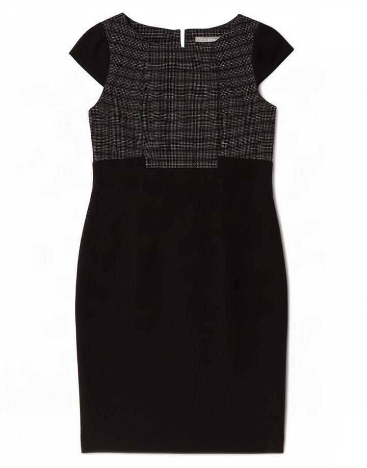 Marks & Spencer Kvinders Skede Kjole UK 14 Medium Sort Ternet polyester