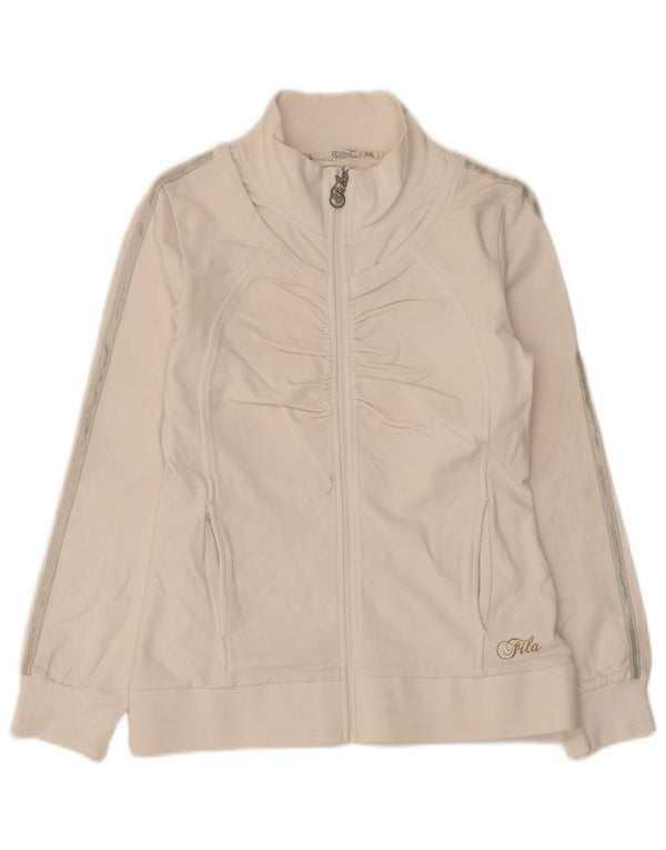 Fila Γυναικεία αθλητική φόρμα Top Jacket UK 10 Small White ριγέ βαμβακερό