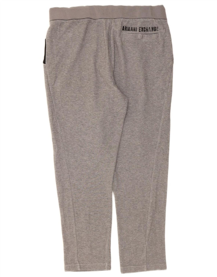 ARMANI EXCHANGE Mens Graphic Tracksuit Trousers Large  Grey Colourblock Vintage Armani Exchange and Second-Hand Armani Exchange from Messina Hembry 