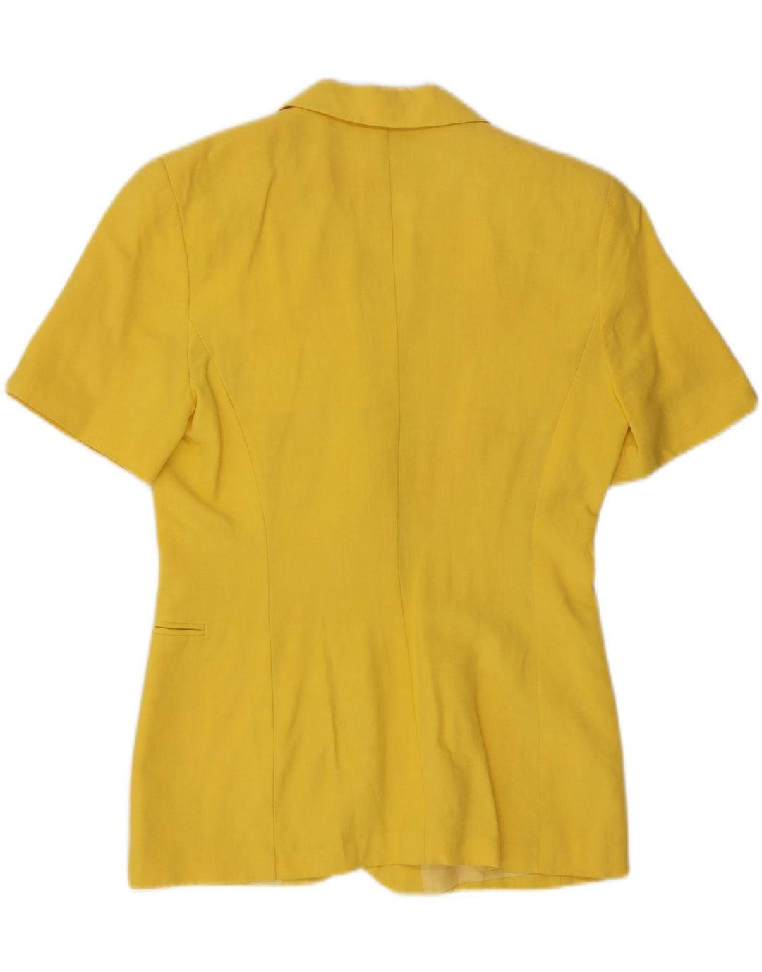 VINTAGE Womens Short Sleeve 2 Button Blazer Jacket UK 12 Medium Yellow