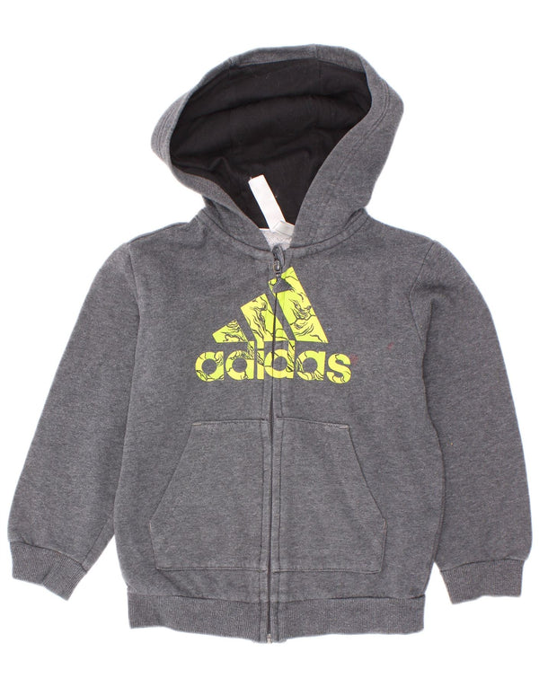 Adidas Pull à capuche zippé graphique pour garçon 2-3 ans Gris Coton
