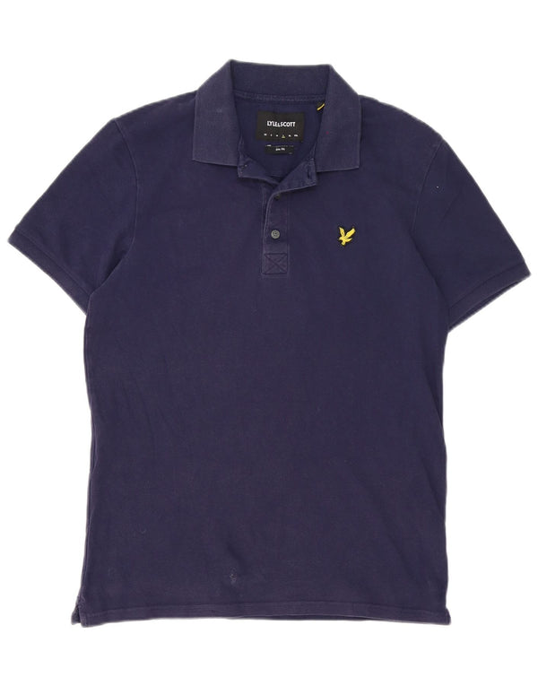 Lyle & Scott Mens Slim Fit Polo Shirt Large Navy Blue Cotton