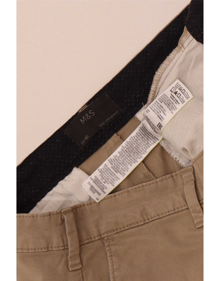 Marks & Spencer Mens Chino Shorts W34 Large Brown Cotton