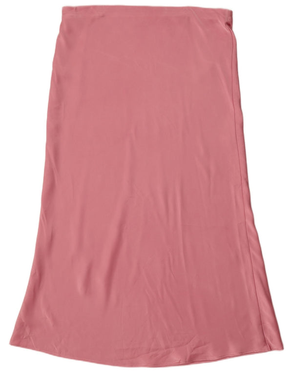 Zara Mujer Falda Midi De Cintura Alta XL W32 Rosa Poliéster