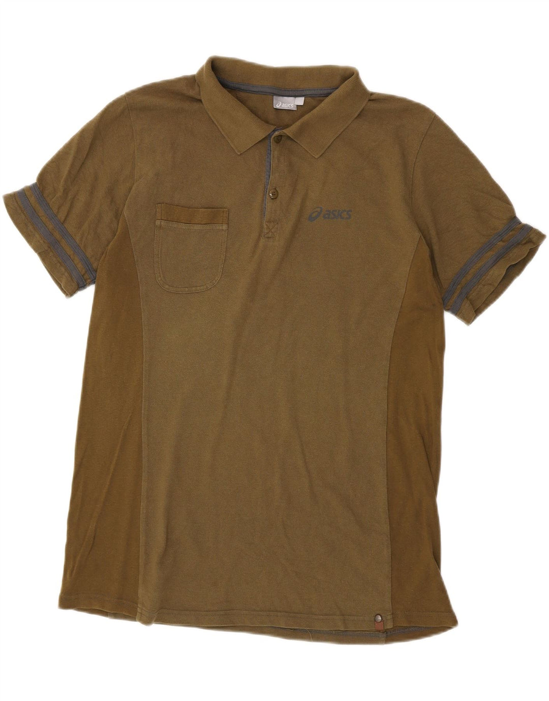 ASICS Mens Polo Shirt XL Khaki Cotton