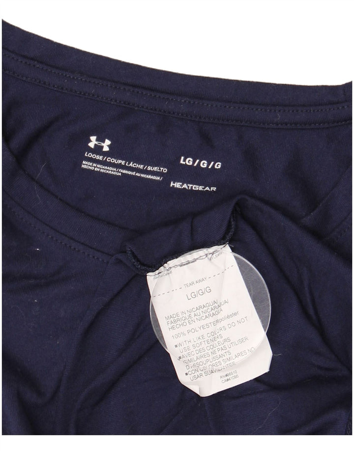 UNDER ARMOUR Mens Top Long Sleeve Large Navy Blue Polyester
