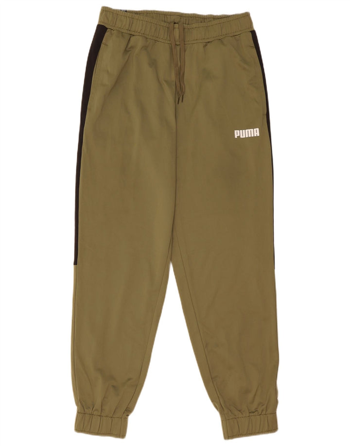 Puma Mens Tracksuit Trousers Joggers Large  Khaki Colourblock Polyester