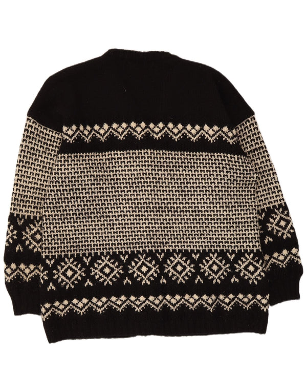 Винтажный мужской кардиган-свитер XL, черный Fair Isle