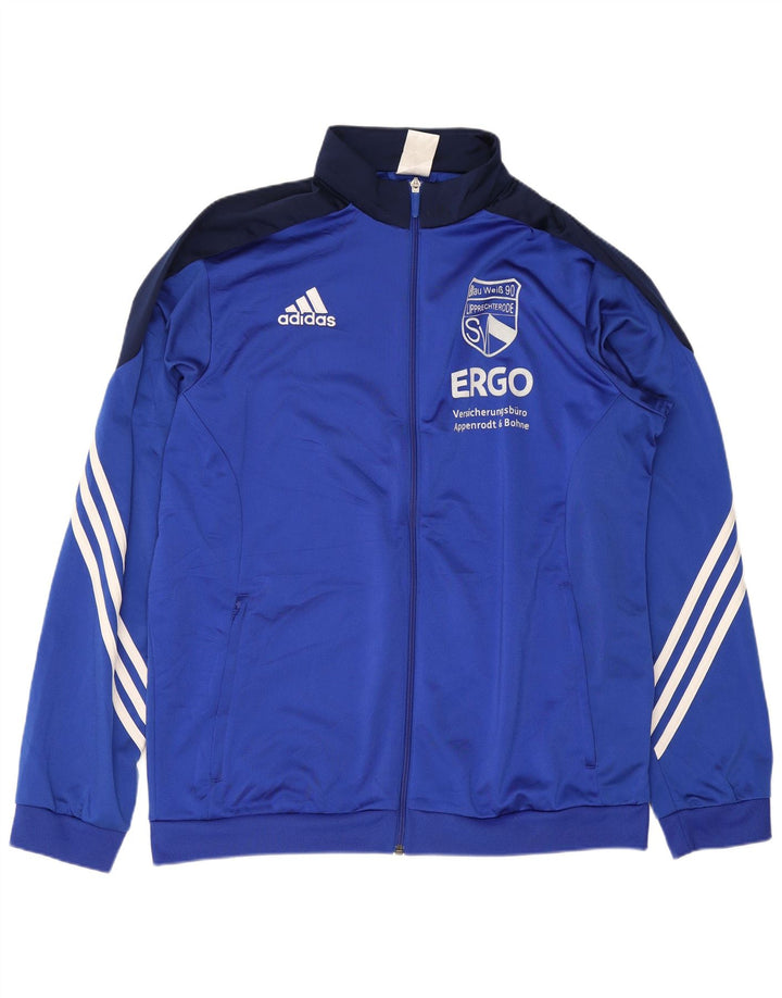 Adidas Herren-Trainingsanzug mit grafischem Oberteil, großes, blaues Farbblock-Polyester