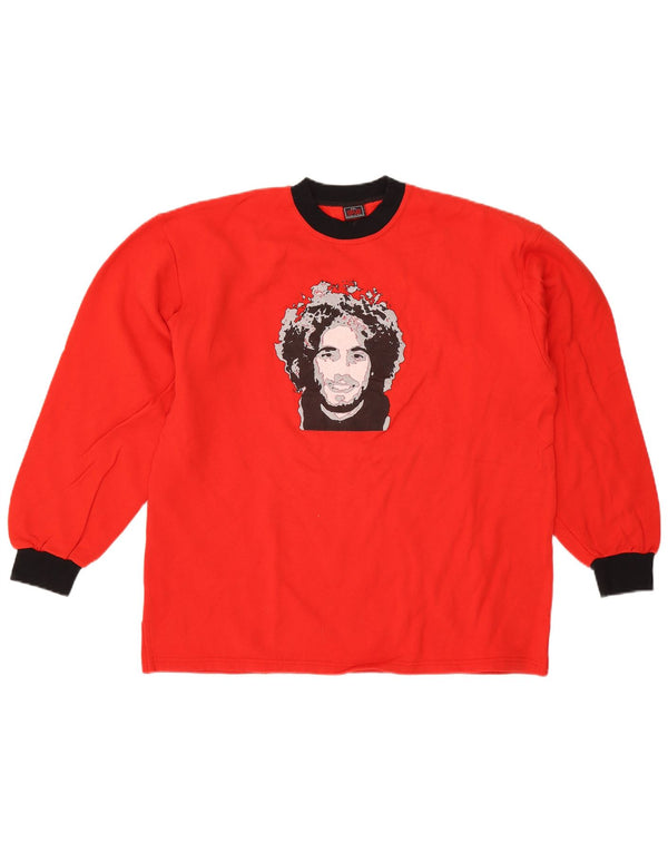 vintage Mens Graphic Sweatshirt Jumper 2XL Rouge Colourblock Coton