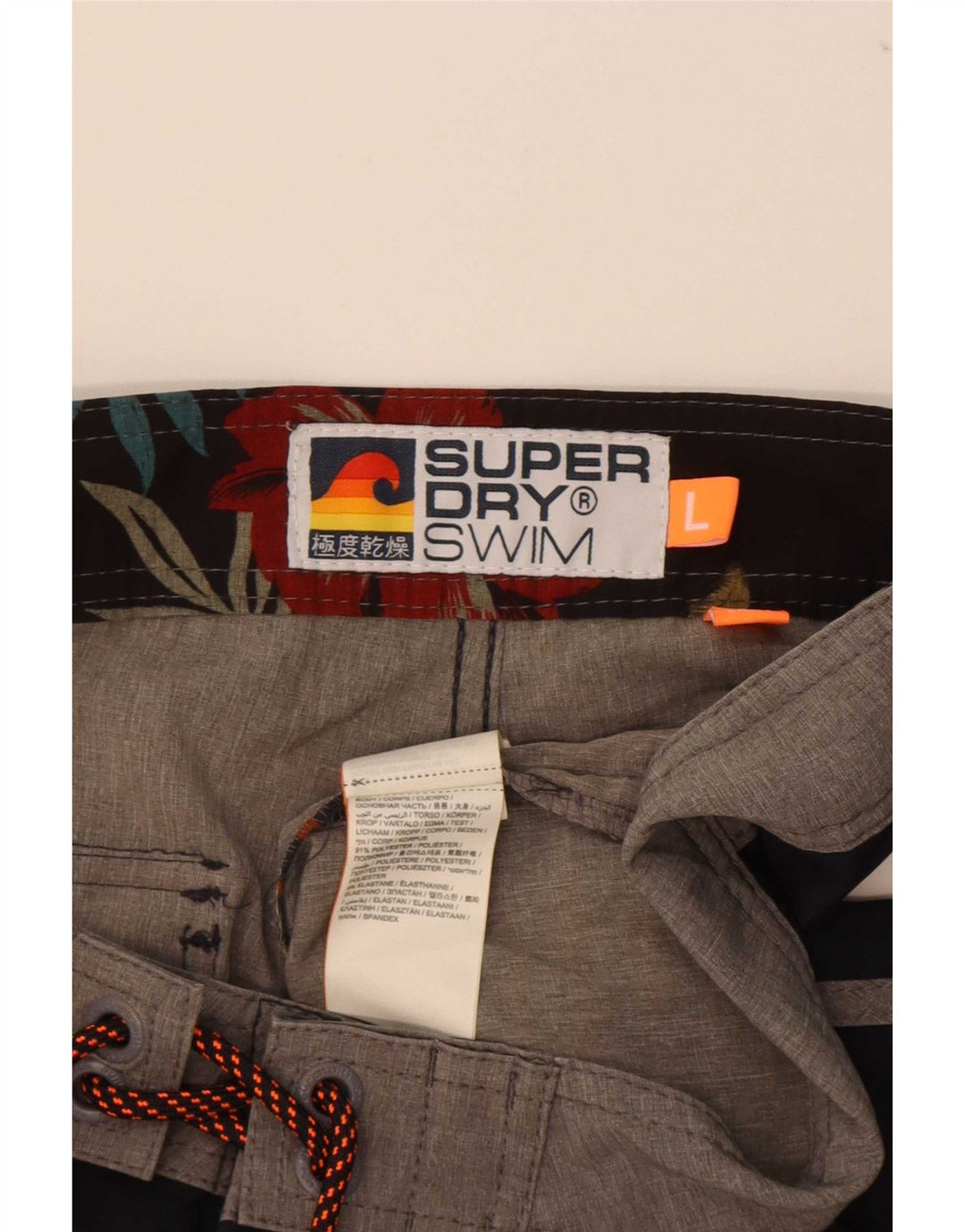 Pantaloncini da bagno da uomo Superdry grandi in poliestere a righe blu navy