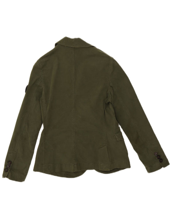 Avirex Damen 4-Knopf-Blazerjacke UK 6 XS Grüne Baumwolle