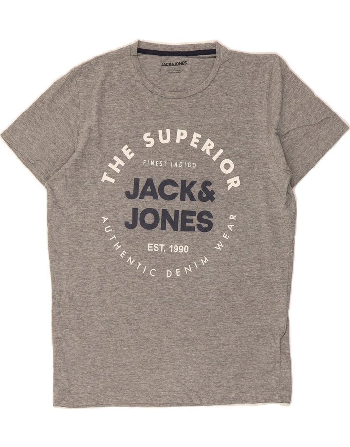 JACK & JONES Mens Graphic T-Shirt Top Medium Grey Cotton Vintage Jack & Jones and Second-Hand Jack & Jones from Messina Hembry 