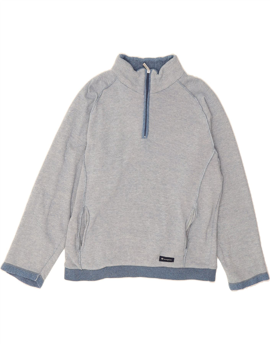 CHAMPION Mens Zip Neck Sweatshirt Jumper Small Grey Vintage Champion and Second-Hand Champion from Messina Hembry 