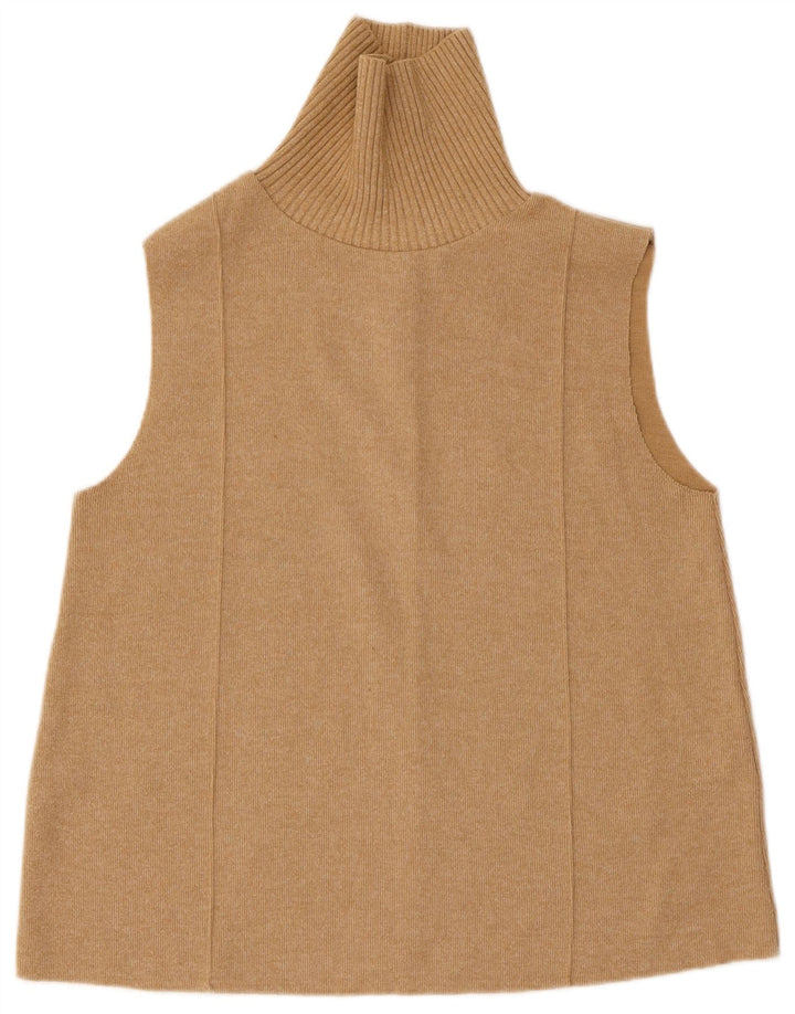 Zara Womens Vest Top UK 12 Medium Beige Cotton