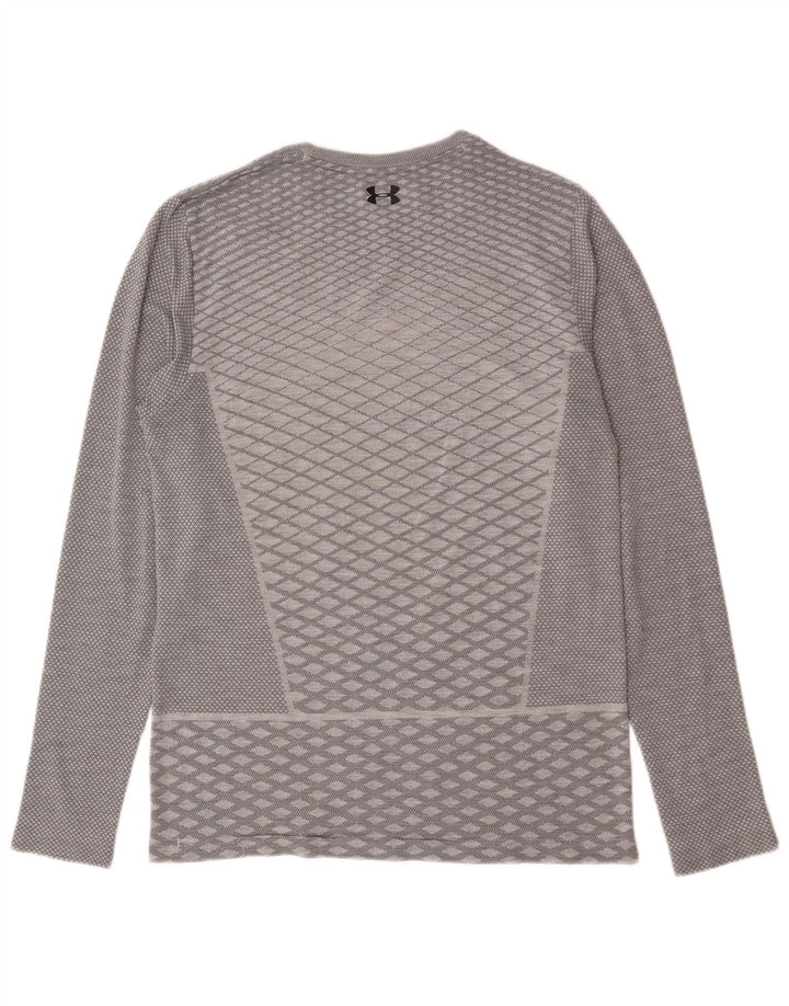 Under Armour Mens Heat Gear Top Long Sleeve Medium Grey Geometric