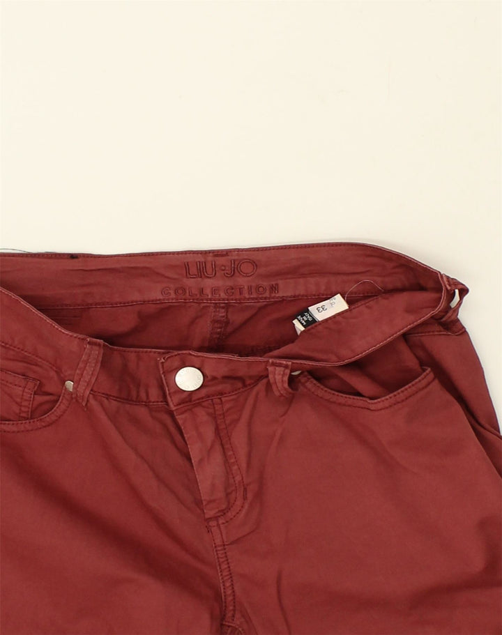 LIU JO Womens Straight Capri Trousers W33 L21 Burgundy Cotton | Vintage Liu Jo | Thrift | Second-Hand Liu Jo | Used Clothing | Messina Hembry 