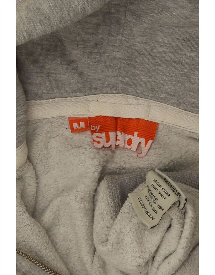 Superdry Mens Zip Hoodie Sweater Medium Grey Flecked Cotton