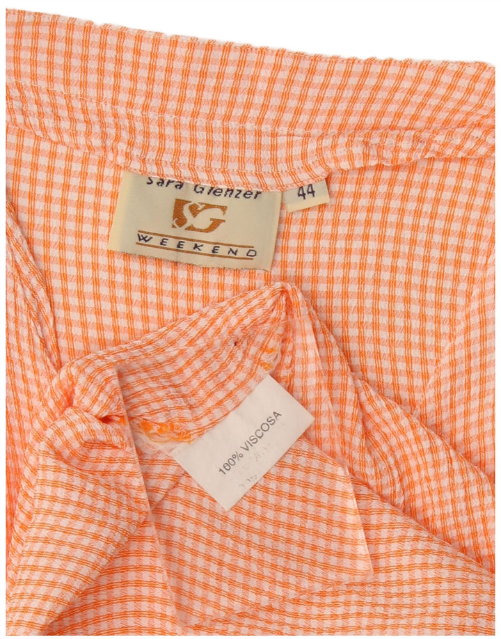 Sara Glenzer Womens Weekend Shirt Blouse IT 44 Medium Orange Gingham