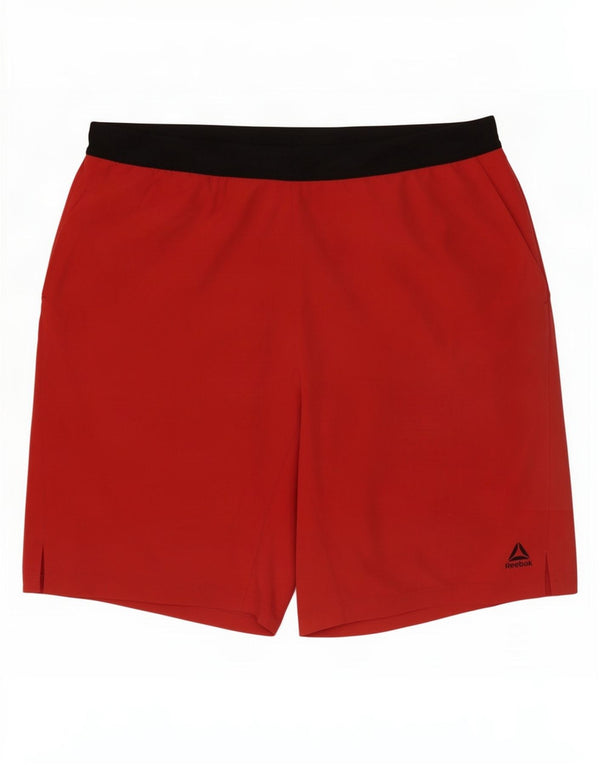 Reebok Mens Speedwick Sport Shorts Medium Red Colourblock Polyester