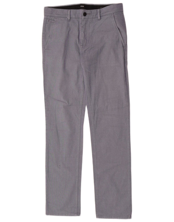 Hugo Boss Mens Slim Fit Chino Trousers W31 L32 Navy Blue Spotted Cotton